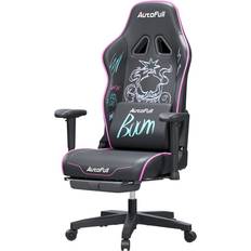 AutoFull Graffiti Gaming Chair Big and Tall Ergonomic Computer Chair Adjustable Rocking Wear-Resistant Super Soft PU Leather Racing Chair with Embroidery Lumbar Support and Footrest,Purple