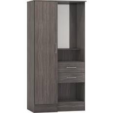 Black Clothing Storage SECONIQUE Nevada Vanity Black Wardrobe 90x183.5cm