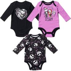 Disney Black Bodysuits Disney Disney Nightmare Before Christmas Jack Skellington Sally Zero Infant Baby Girls Pack Cuddly Bodysuits Black/Purple Months