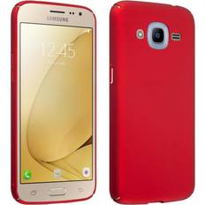 Metal Mobile Phone Cases Cadorabo METAL RED Case for Samsung Galaxy J2 2016 Cover Matt Protection Hard Case Shockproof hard case Red