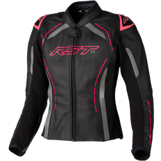 Motorcycle Equipment Rst S-1, Lederjacke Damen Schwarz/Grau/Neon-Pink Damen