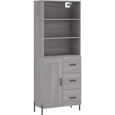 Marrone Madie vidaXL Credenza Grigio Sonoma 69.5x34x180 cm In Legno Multistrato Madia