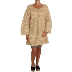 Dolce & Gabbana Beige Cardigans Dolce & Gabbana Beige Cardigan Crochet Knitted Raffia Women's Sweater