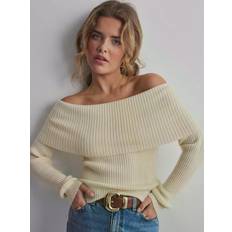 Dame - Hvid - Striktrøjer Sweatere Only bardot jumper in cream-White3XL