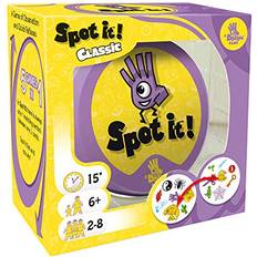 Asmodee Board Games Asmodee Spot It! Classic Card Game Game for Kids Age 6 2 to 8 Players Average Playtime 15 Minutes Purple and Yellow Packaging Made by Zygomatic