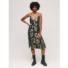 Gröna - Slipklänningar Superdry Metallic Midi Slip Dress, Dark Green Metallic