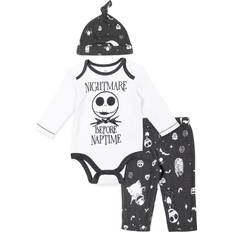 Jumpsuits Disney Disney Nightmare Before Christmas Sally Jack Skellington Newborn Baby Boys Bodysuit Pants and Hat Piece Outfit Set Newborn