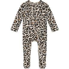 Bamboo baby clothes Posh Peanut Footie Ruffled Zippered One Piece - Lana Leopard Tan