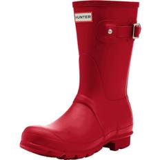 Rain Boots Hunter HUNTER Womens Original Short Gloss Winter Festival Rain Wellington Boots Military Red