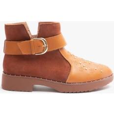 Fitflop Boots Fitflop ATHENA FLOWER STUD Ladies Leather Ankle Boots Light Tan: