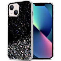 Apple iPhone 14 Mobile Phone Cases Cadorabo Black with Glitter Case for Apple iPhone 14 Cover Protection TPU Silicone Gel Back Case with sparkling glitter