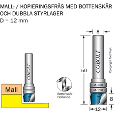 Cobolt Cobolt Mallfräs D=12 L=8 TL=50 S=8