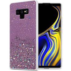 Cadorabo Purple with Glitter Case for Samsung Galaxy NOTE 9 Cover Protection TPU Silicone Gel Back case with sparkling glitter