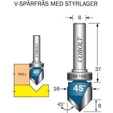 Cobolt Cobolt Mallfräs V-spår D=16 L=8