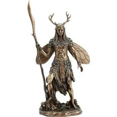 Clay Figurines Veronese Design Celtic Antler Druid Wielding Staff Bronze Resin Statue Figurine