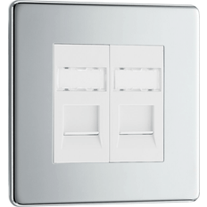 B&G BG-Nexus-Flat-Plate Screwless Flat Plate Double RG45 Data Outlet Socket,Polished Chrome Finish