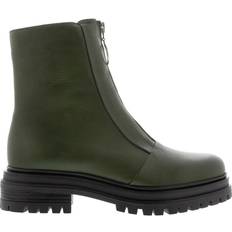 Green Ankle Boots Savita Green Leather Zip-Up Ankle Boots