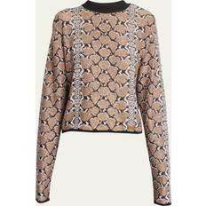 Balmain Dame Sweatere Balmain Uld Sweater Med Dyremotiv Uld - Beige