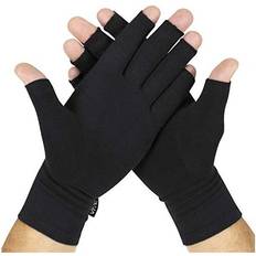 VIVE Rheumatoid Arthritis Gloves Men and Women Fingerless Compression Wrap for Hand Pain and Osteoarthritis Black Hand Wrap for Arthritic Joint Sy