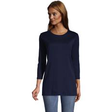 Lands' End XXL T-shirts Lands' End Womens 3Q Cotton Supima Crew Neck Tunic Radiant Navy Regular