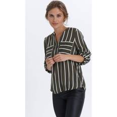 XL Blouses Kaffe Barbara Stripe Print Blouse, Grape Leaf/Chalk