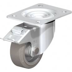 DIY Accessories Blickle Swivel Top Plate Caster: Solid Rubber, 4" Wheel Dia, 1-37/64" Wheel Width, 440 lb Capacity, 5-7/64" OAH Total-Lock Brake Part #698225