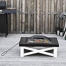 Garden & Outdoor Environment OutSunny Metal Large Firepit Outdoor 3