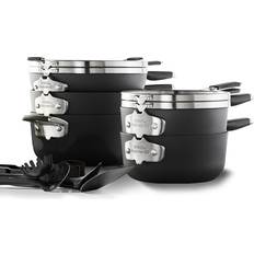 Calphalon Space-Saving Hard-Anodized Cookware Set with lid