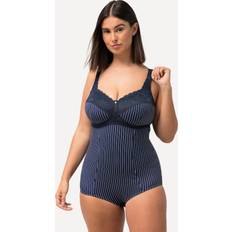 Blue Bodysuits Ulla Popken Pinstripe Stretch Microfiber Wirefree Body Shaping Bodysuit blue