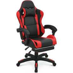 Gaming Chairs Inbox Zero Inbox Zero Racing Game Chair High Back Computer Chair w/ Footrest Massage Lumbar Support Faux Leather in Red/Black, Size 47.5 H x 26.5 W x 25.0 D in Red/Black