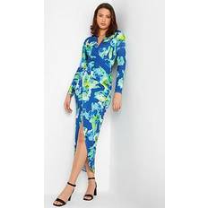 LTS Tall Blue Floral Wrap Maxi Dress Tall Women's Maxi Dresses