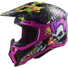 LS2 Pink Motorcykelhjelme LS2 Crosshjelm MX703 X-Force Fireskull - Violet