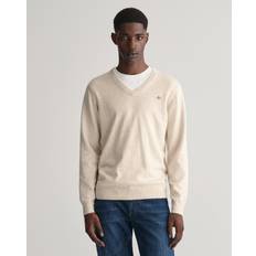 Synthetic Tops Gant Men Classic Cotton V-Neck Sweater Brown