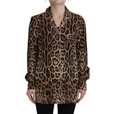 Dolce & Gabbana Brown Blouses Dolce & Gabbana Brown Leopard Print Long Sleeves Blouse Top IT38