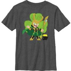 Fifth Sun Boy Marvel Shamrock Loki Graphic Tee Charcoal Heather