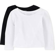 9-12M T-shirts The Children's Place The Children's Place Baby Toddler Girls Long Sleeve Basic Layering T-Shirt, Black/White Pack, 12-18 Months