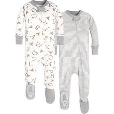 Boys Nightwear Burt's Bees Baby Burt Bees Baby Baby Boy Sleeper Pajamas Organic Cotton Zip Up Non-Slip Footie Snug Fit PJs 2-Pack