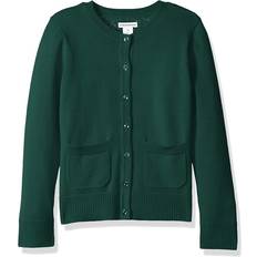 Girls - Green Cardigans Amazon Essentials Girl's Slim Fit Uniform Cardigan - Dark Green