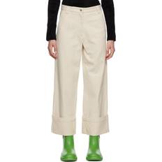 Moncler Dame Bukser Moncler Bomuld Wide Leg Bukser Beige