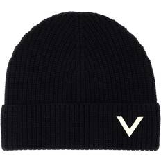 Valentino Garavani Black Cashmere Beanie Hat Black