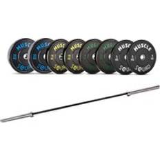 Muscle Squad Rubber Bumper Olympic Weight Plates 100kg Set Bar Olympic Standard 100kg Set Bar