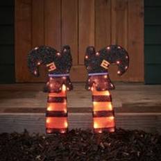 Orange Garden Ornaments Lights4fun Witch's Legs Halloween Garden Stake Lights