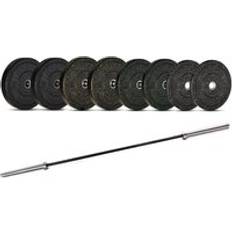 Muscle Squad Coloured Crumb Rubber Bumper Olympic Weight Plates 100kg Set Bar Olympic Standard 100kg Set Bar