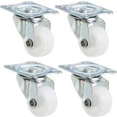 Greenzech 4pcs 1 Inch White PP Plastic Furniture Foot Wheel Flat Moving Universal Wheels