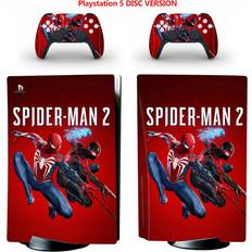 Skin Sticker for PS5 Console Controller Disc Version Vinyl Cover Spiderman 2