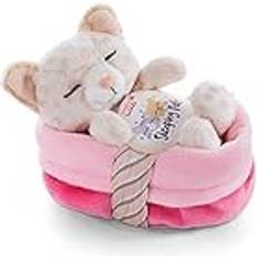 Mjuk Leksakskatt I Korg 12 cm – Sleeping Pets Gosiga Leksakskatter med Leopardtryck för Flickor, Pojkar och Bebisar – Fluffigt Gosedjur Att Kela, Leka & Sova Med – Mysiga Plyschdjur