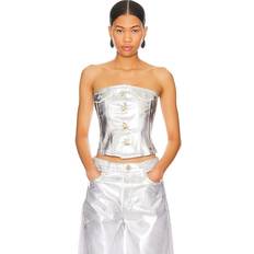 Ropa Ganni Women's Foil Denim Corsage Top - White