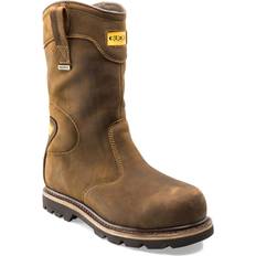 Brown Safety Boots Buckbootz B701SMWP Waterproof Safety Rigger Work Boots Dark Brown