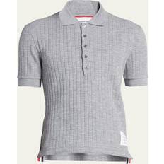 Men - Wool Polo Shirts Thom Browne Navy Button Polo