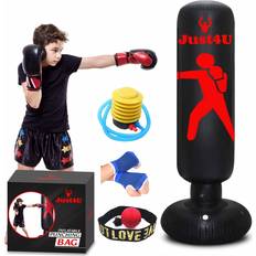 ALPHASELL Inflatable Punching Bag Free Standing Punch Bag with Reflex Ball, Boxing Hand Wraps & Free Air Pump Immediate Bounce Back Boxing Bag for Indoor & Outdoor Martial Arts Practice, Black